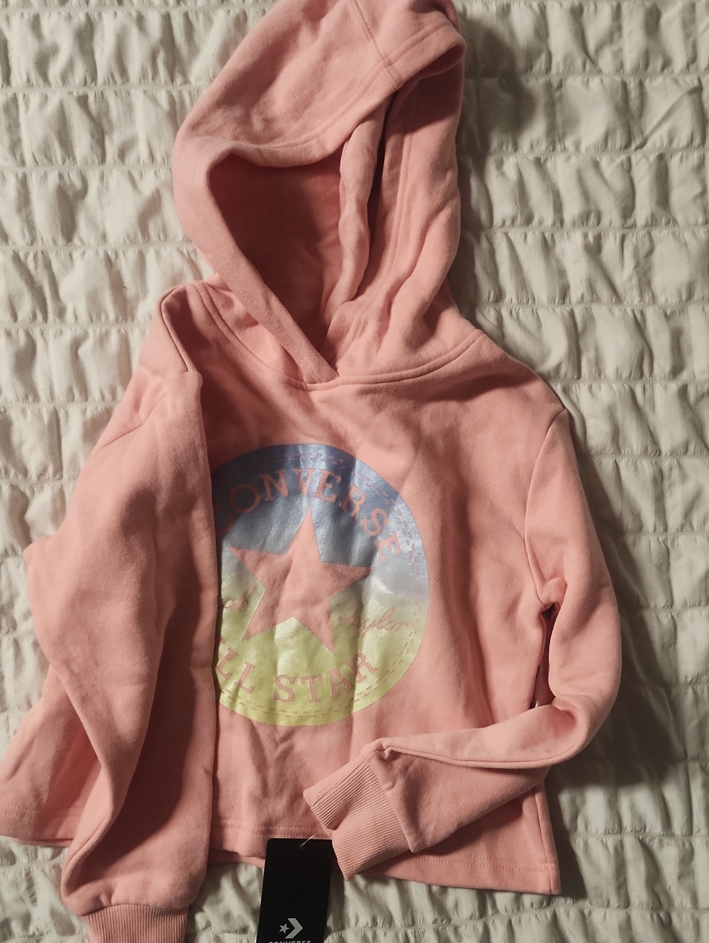Converse Pink Girls' Hooded Sweatshirt with Shiny Logo